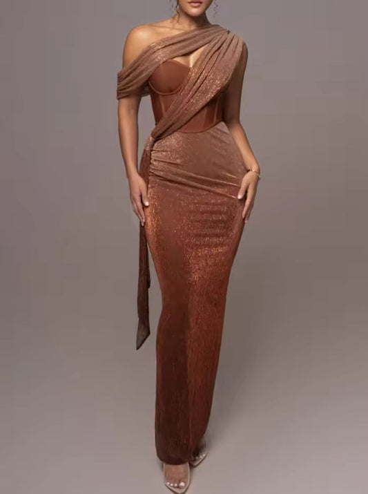 Evening Dresses For Women Sexy One Shoulder Long Bodycon Bandage Prom Dress