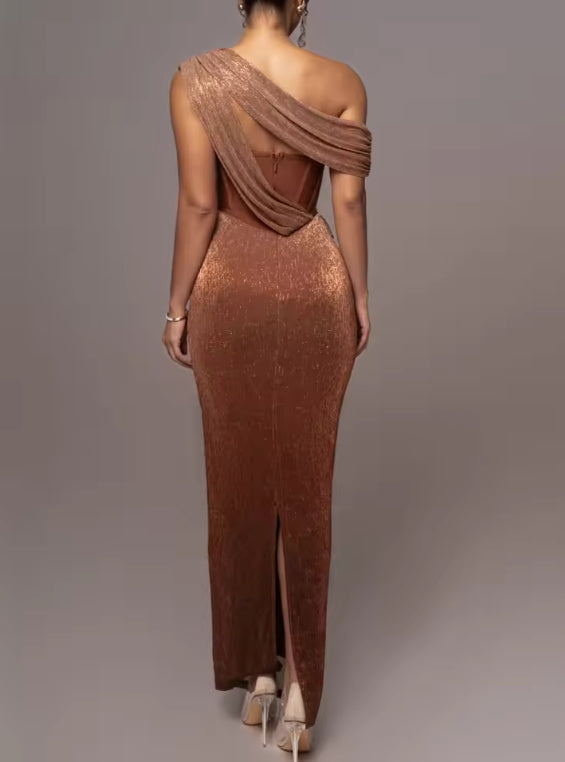 Evening Dresses For Women Sexy One Shoulder Long Bodycon Bandage Prom Dress