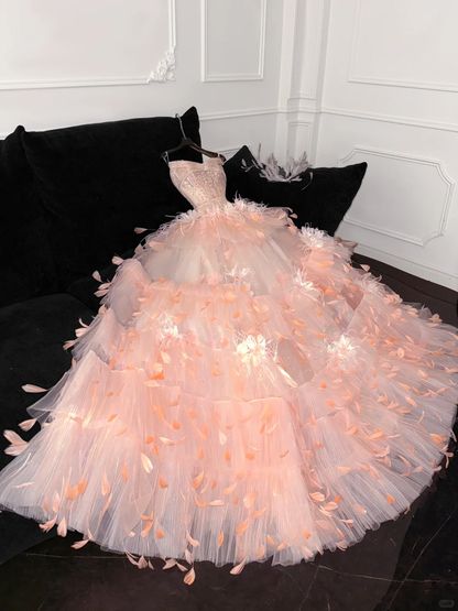 Gorgeous Shiny Beaded Sweetheart Princess Dress A-Line Floor-length Evening Dress Prom Dresses HZ1024