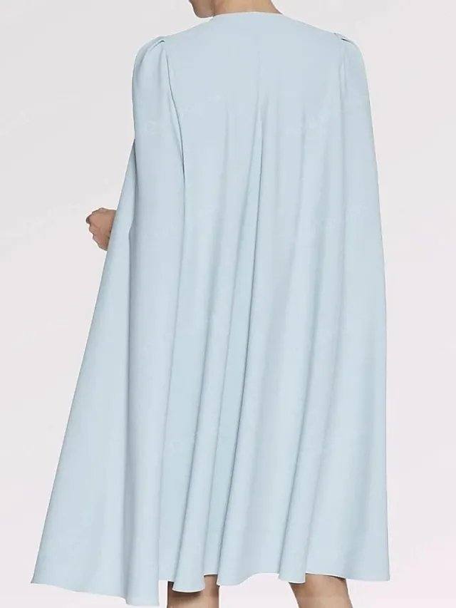 Sheath / Column Mother of the Bride Dress Elegant Jewel Neck Knee Length Chiffon Lace Short Sleeve with Lace Appliques - RongMoon