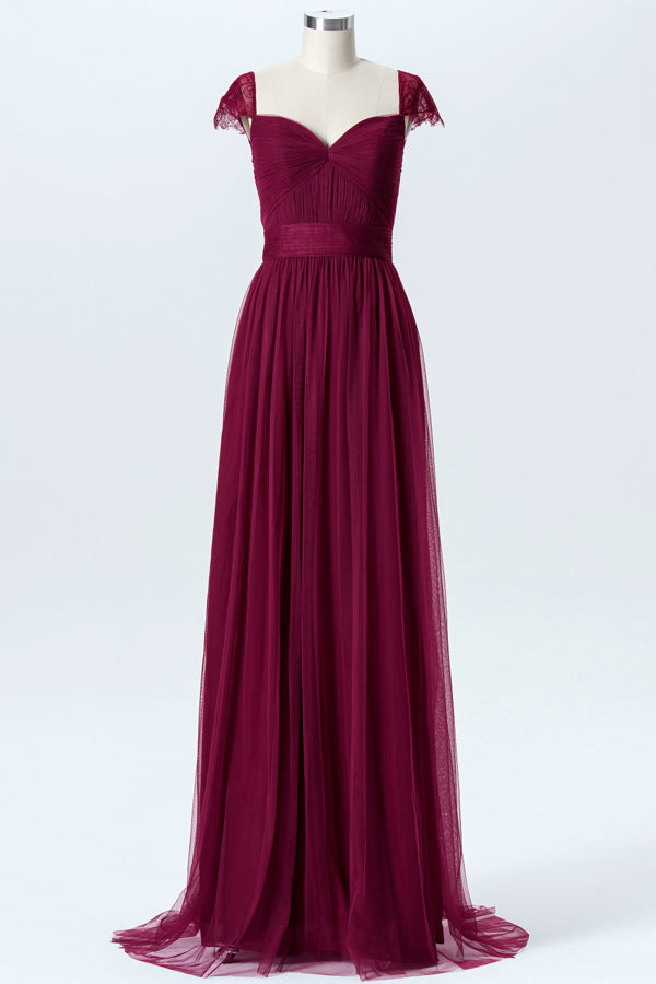 Burgundy Chiffon Cutout Back Bridesmaid Dress