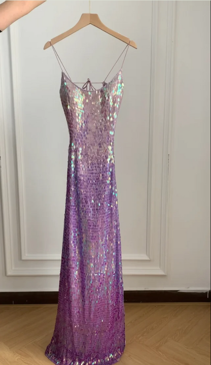 Gorgeous And Dazzling Backless Sequined Long Prom Dress Evening Dress cc5355
