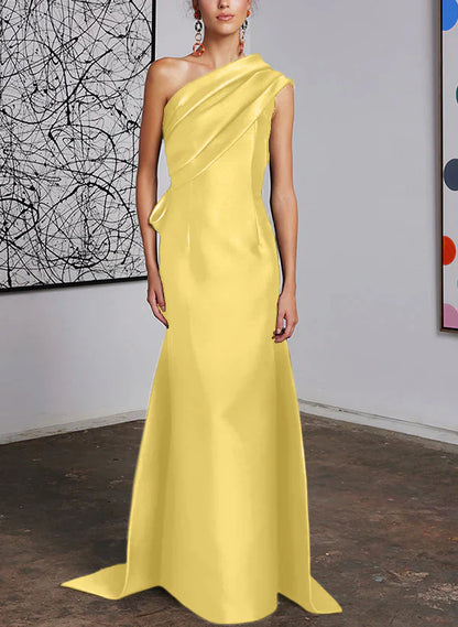 Tight fit/straight cut off shoulder mother of the bride dress