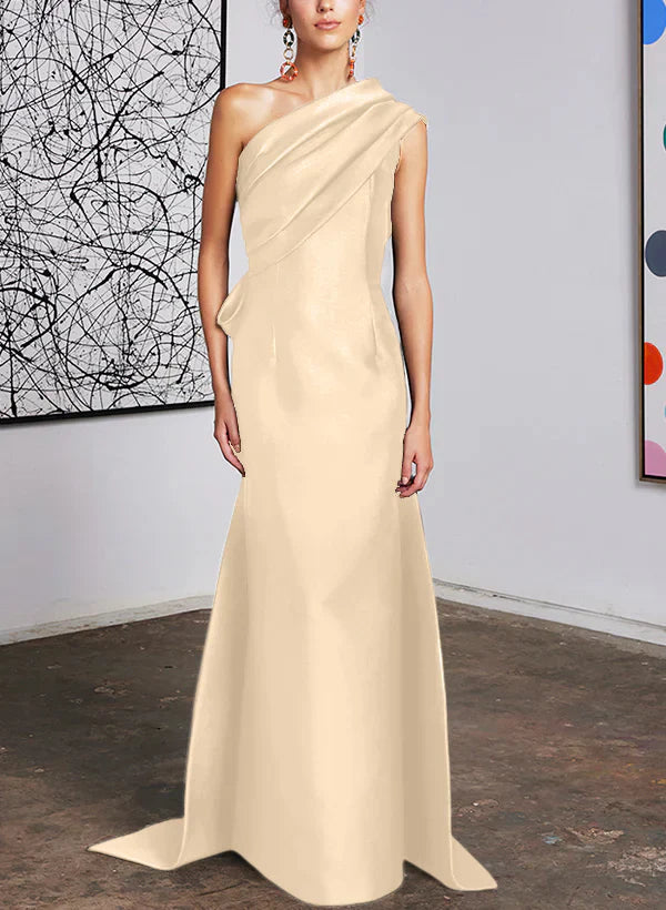 Tight fit/straight cut off shoulder mother of the bride dress