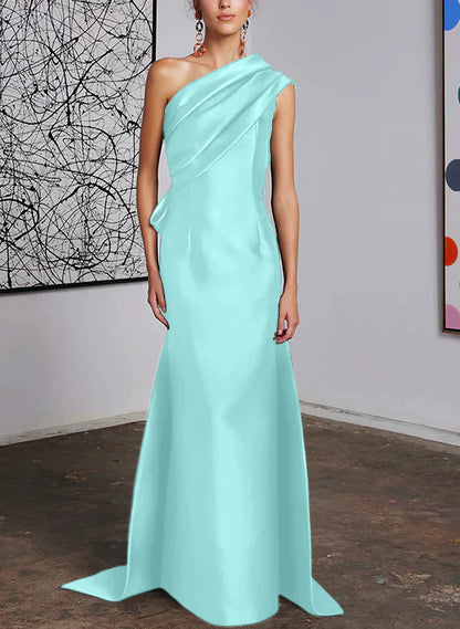 Tight fit/straight cut off shoulder mother of the bride dress