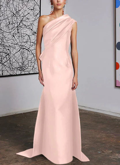 Tight fit/straight cut off shoulder mother of the bride dress