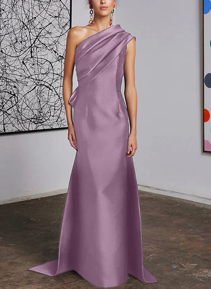 Tight fit/straight cut off shoulder mother of the bride dress