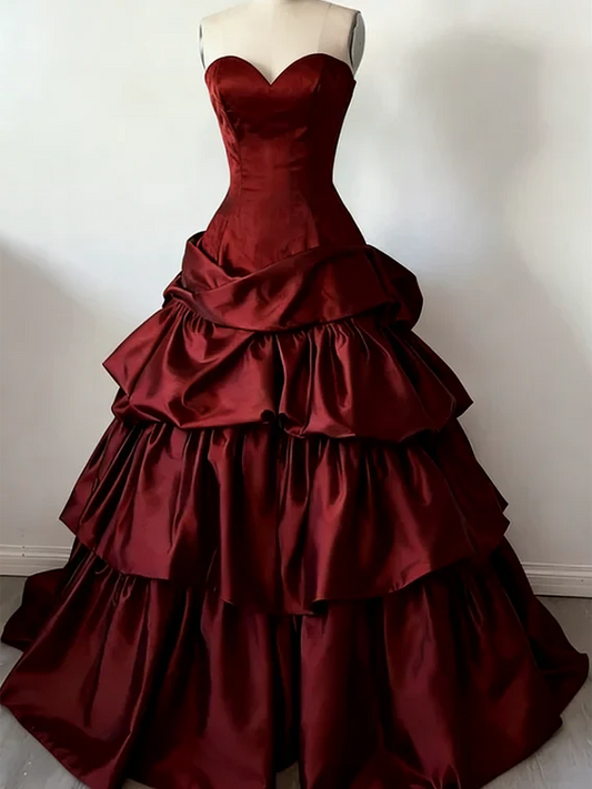 Wine Red Elegant Long Vintage Ball Gown gh7078