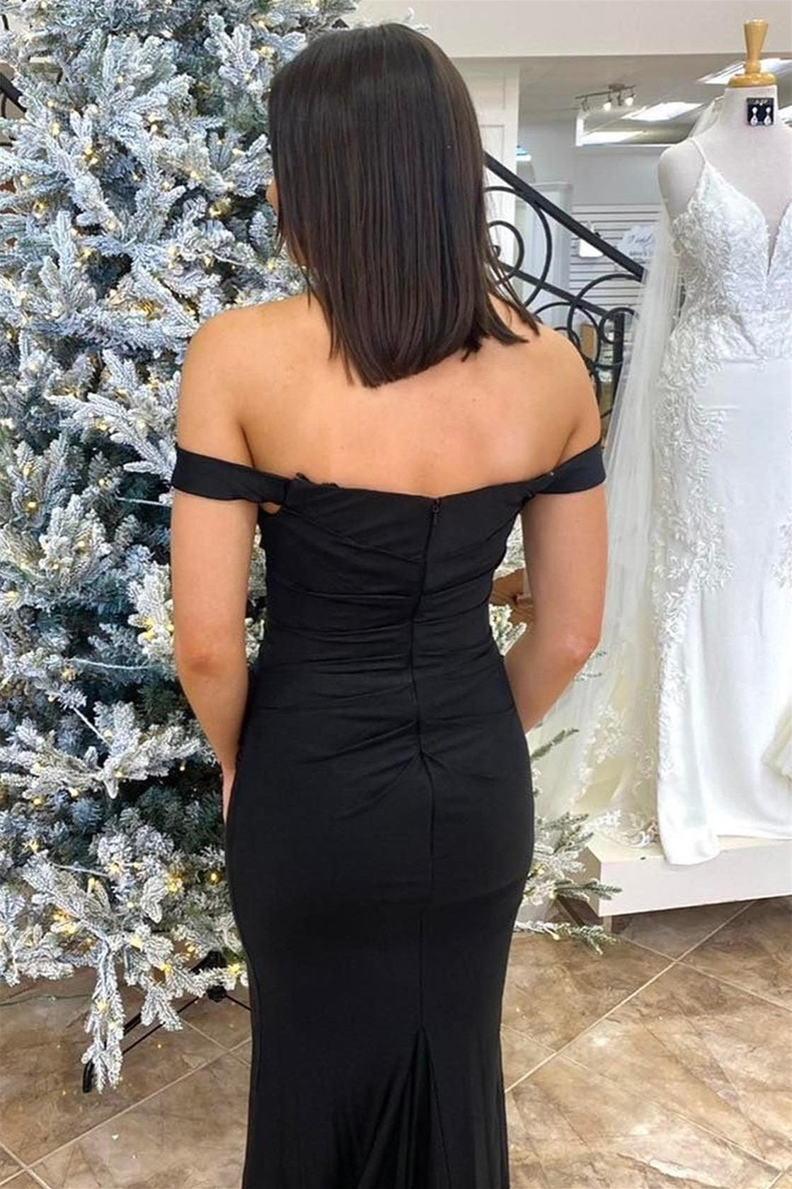 Simple Royal Blue Mermaid Off the Shoulder Long Formal Dress