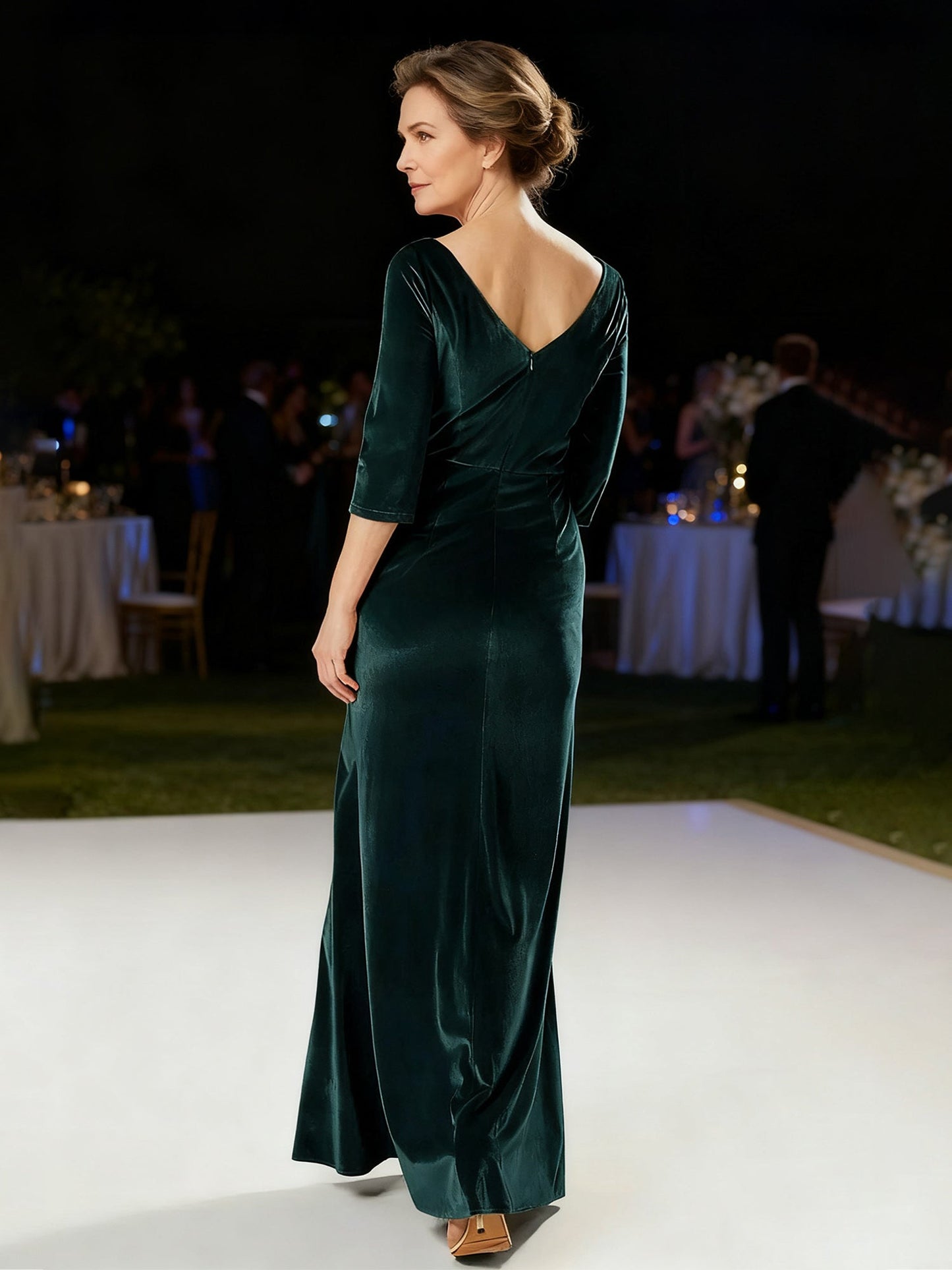 Classic Column Silhouette Formal Attire Dark Green