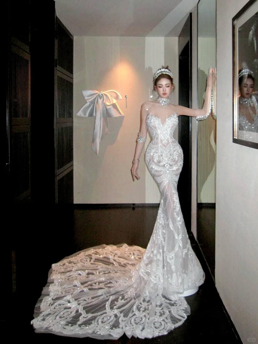 Elegant Glittering Beaded Sequined Applique Sweetheart Design Mermaid Wedding Dress Prom Dress Evening Dress HZ1024