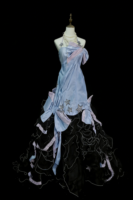 Starlight Dream Style Blue-Black Contrast Court Ballgown - Starry Sky Theme Party & Cosplay Dress gh6564