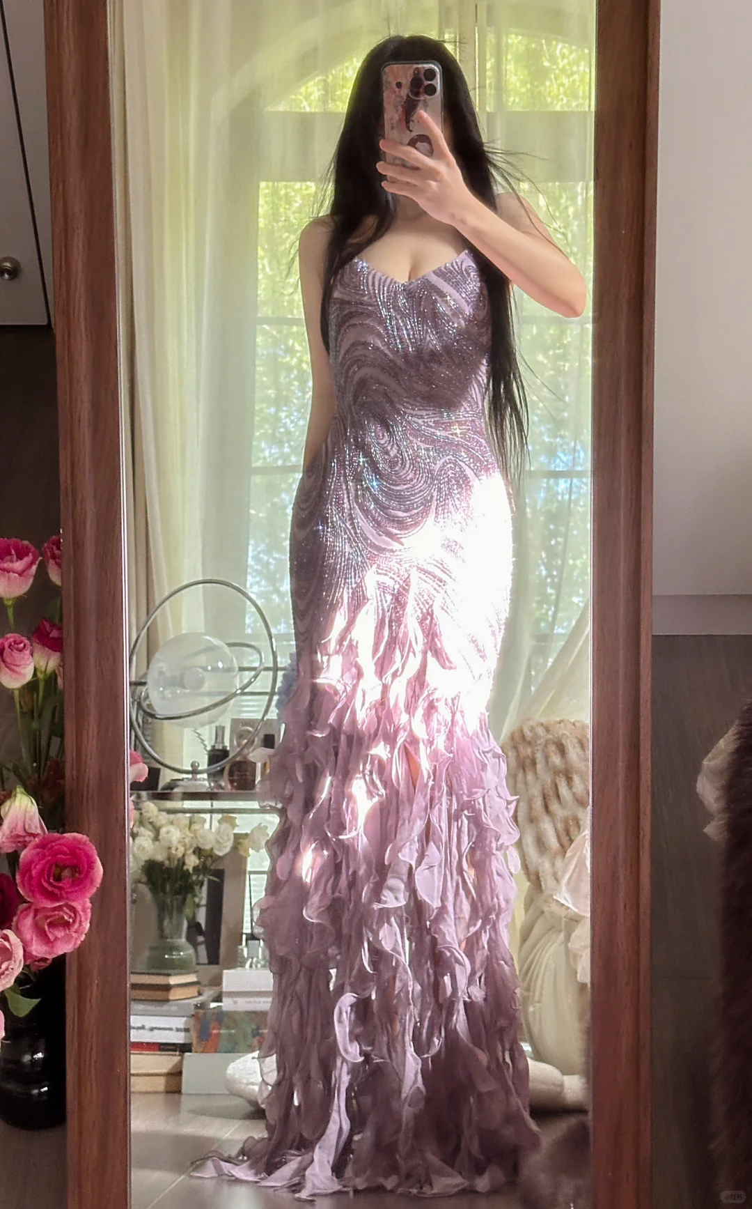 Vintage Purple Sparkling Strapless Design Elegant Chiffon Evening Dress Prom Dresses HZ1024