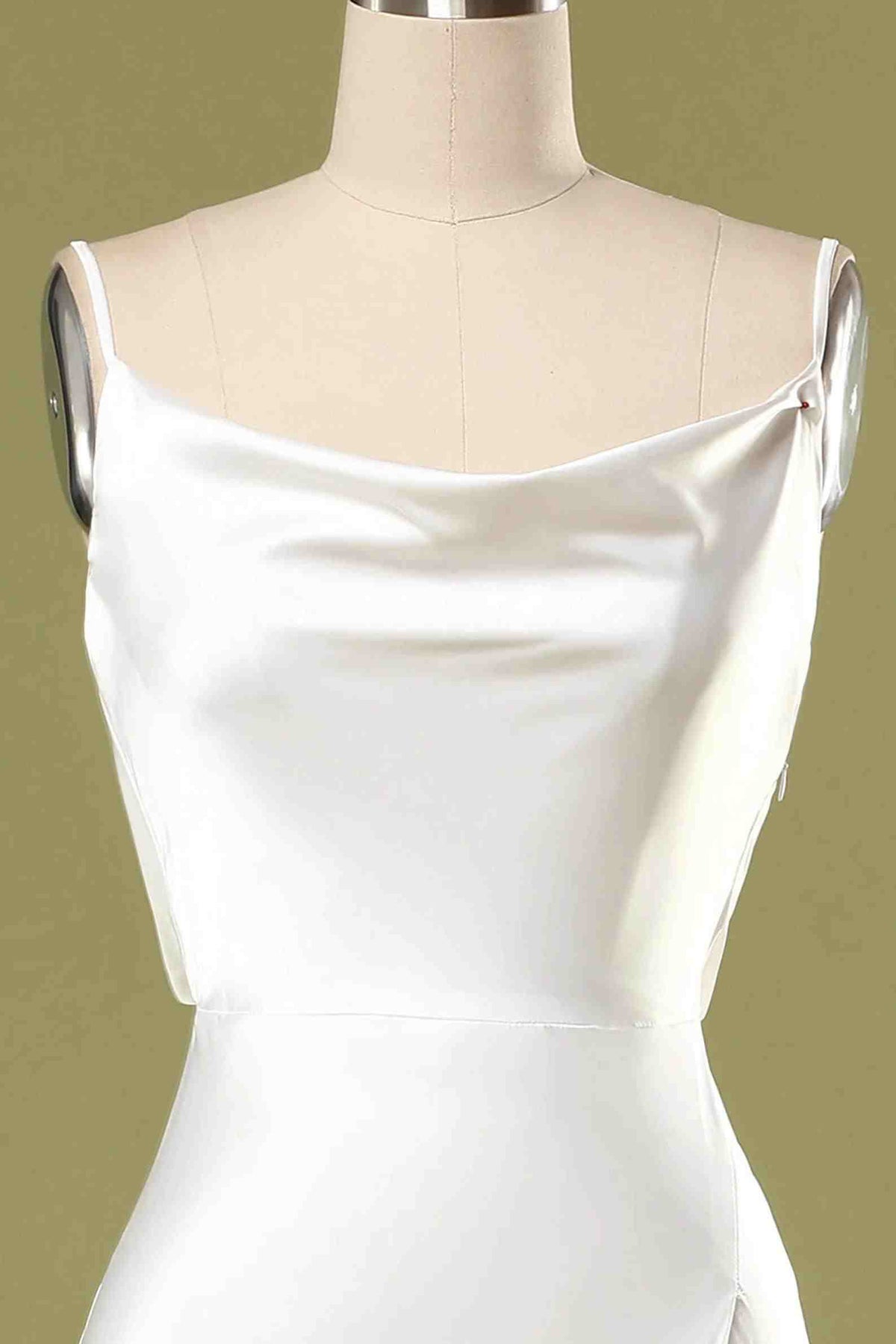 Gold Straps Cowl Back Bridesmaid Dress with Slit