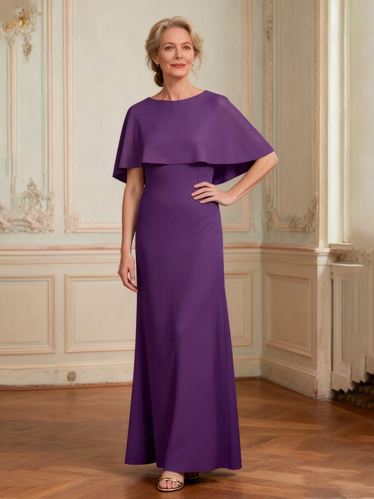Bateau Neck Formal Dress with Dramatic Back Drape Grape