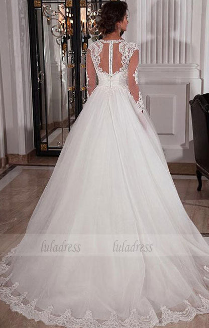 Long Sleeves Ivory Bridal Dress