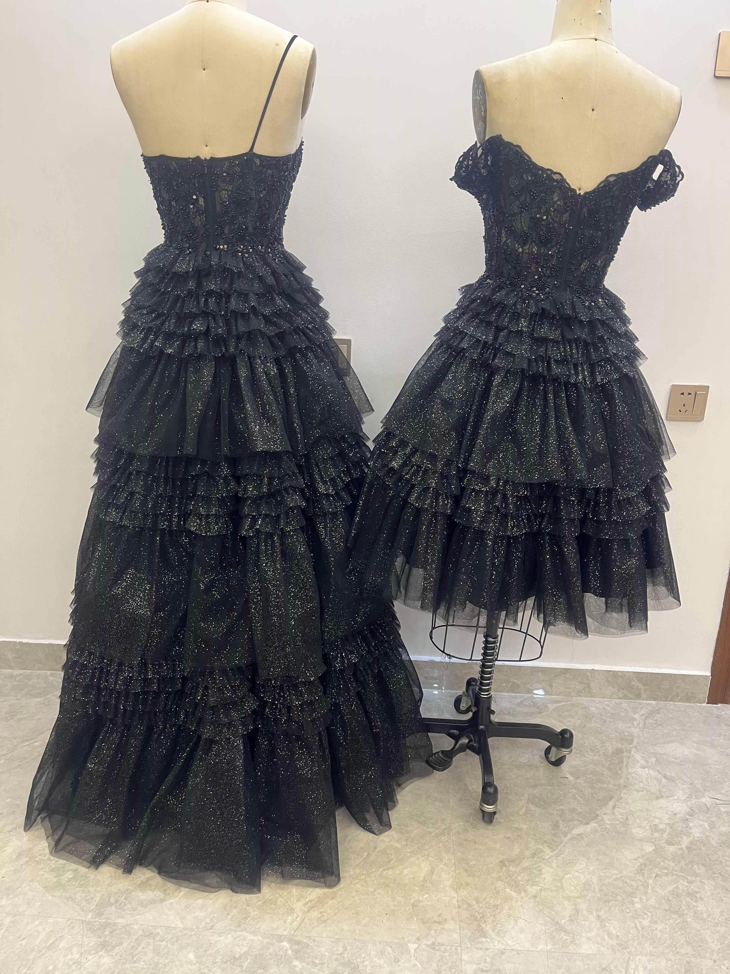 A Line Floor Length Tulle Prom Dresses CS0936