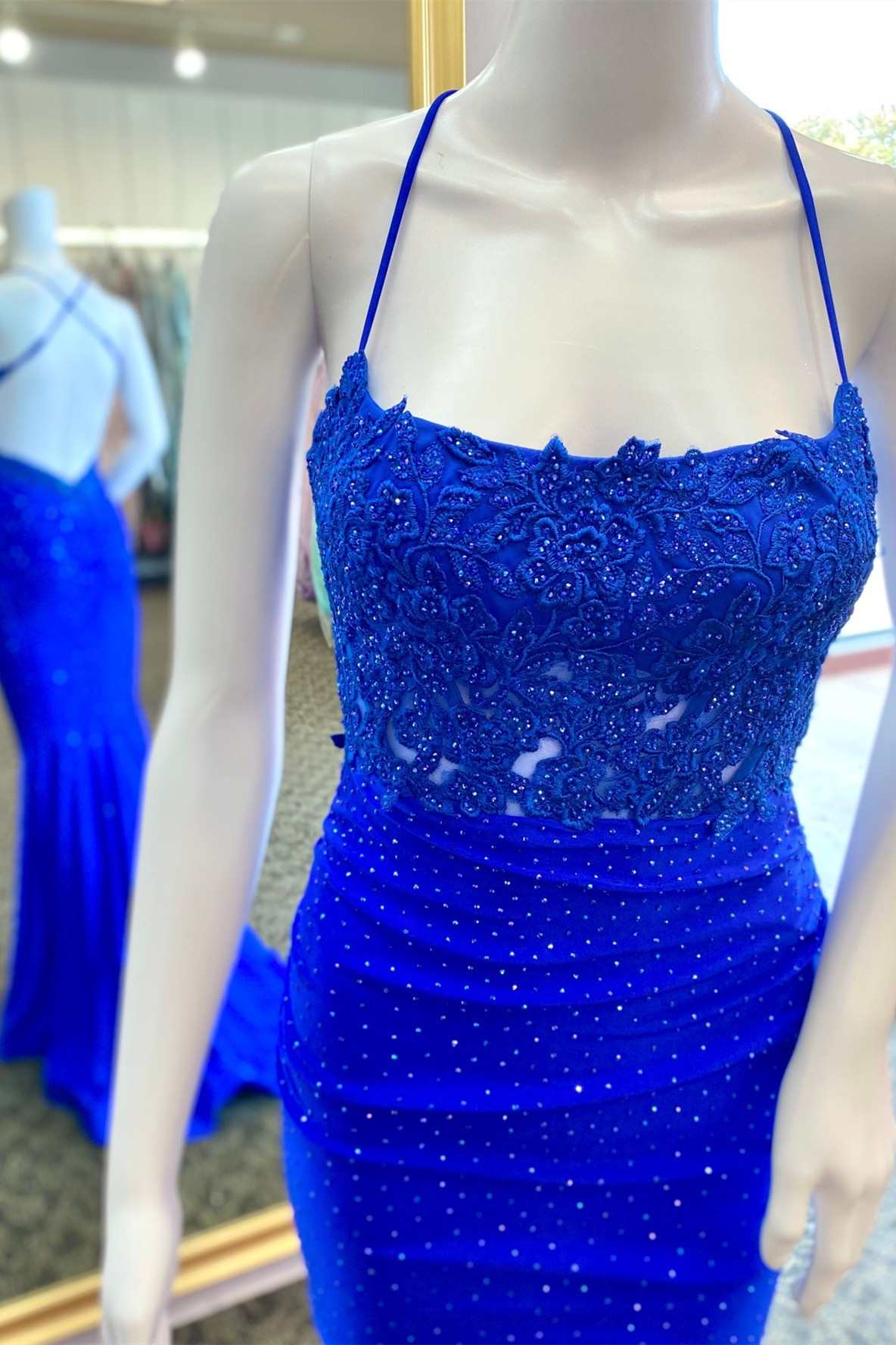 Hunter Green Lace Backless Mermaid Long Prom Dress