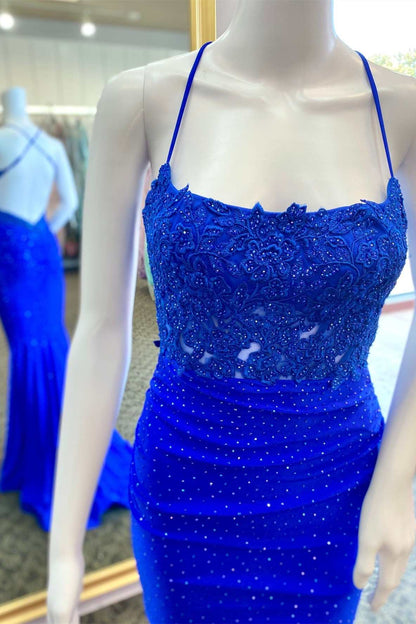Hunter Green Lace Backless Mermaid Long Prom Dress