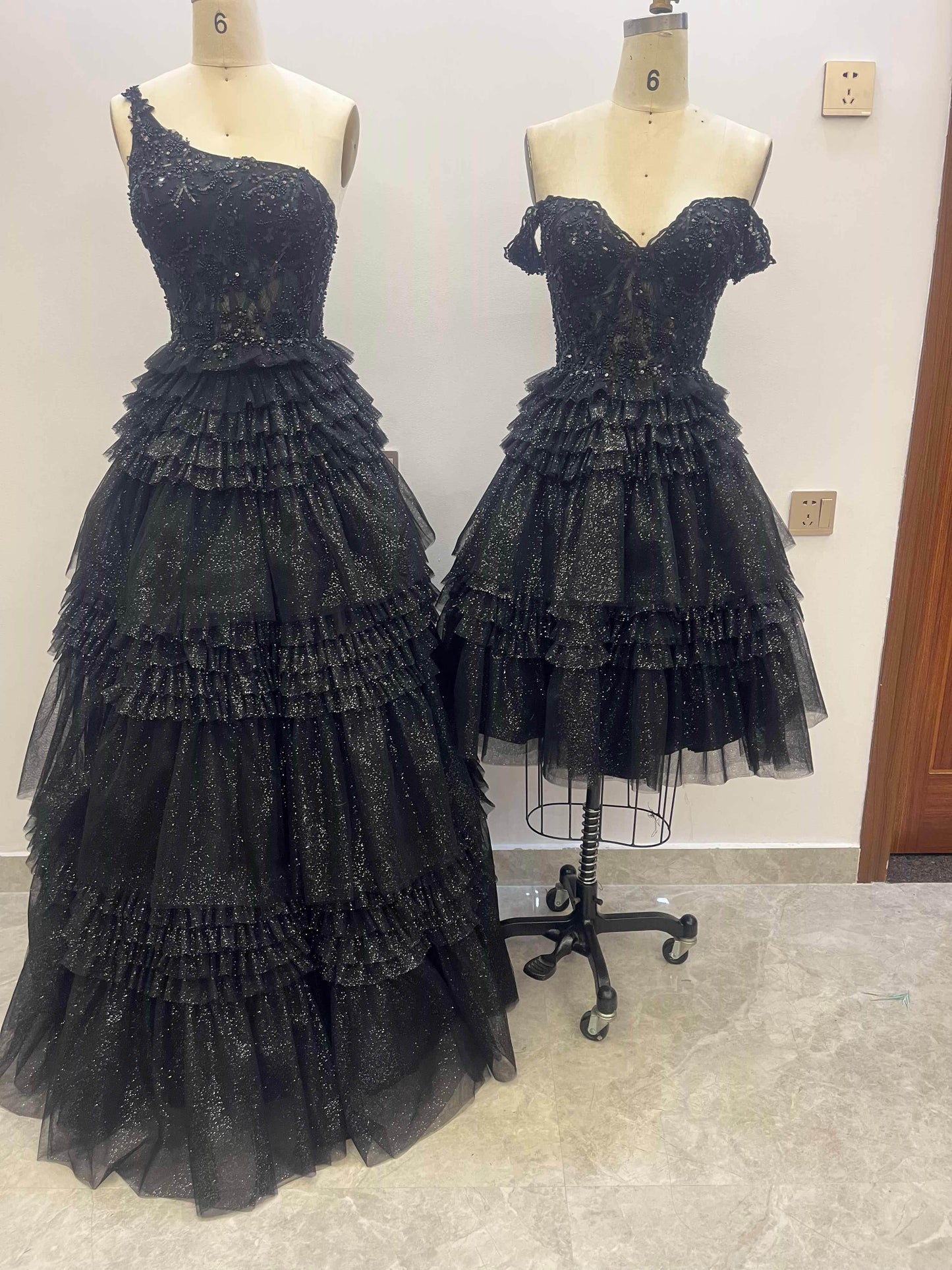 A Line Floor Length Tulle Prom Dresses CS0936