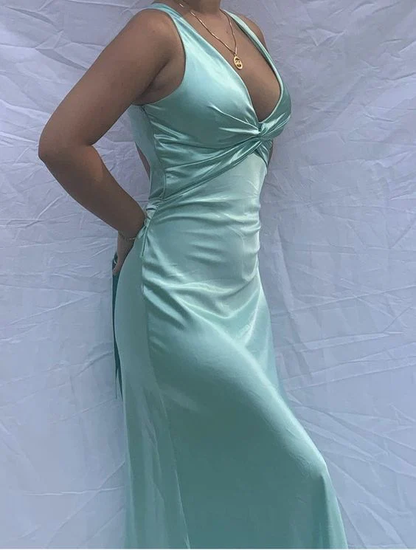 Sexy V-Neck Long Prom Evening Dresses, Simple Party Dresses  cc2086