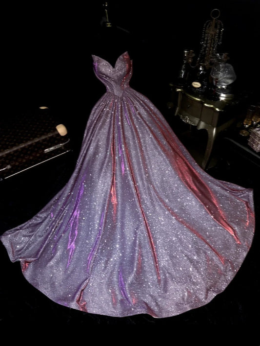 Purple shiny elegant long graduation gown evening gown gh6812
