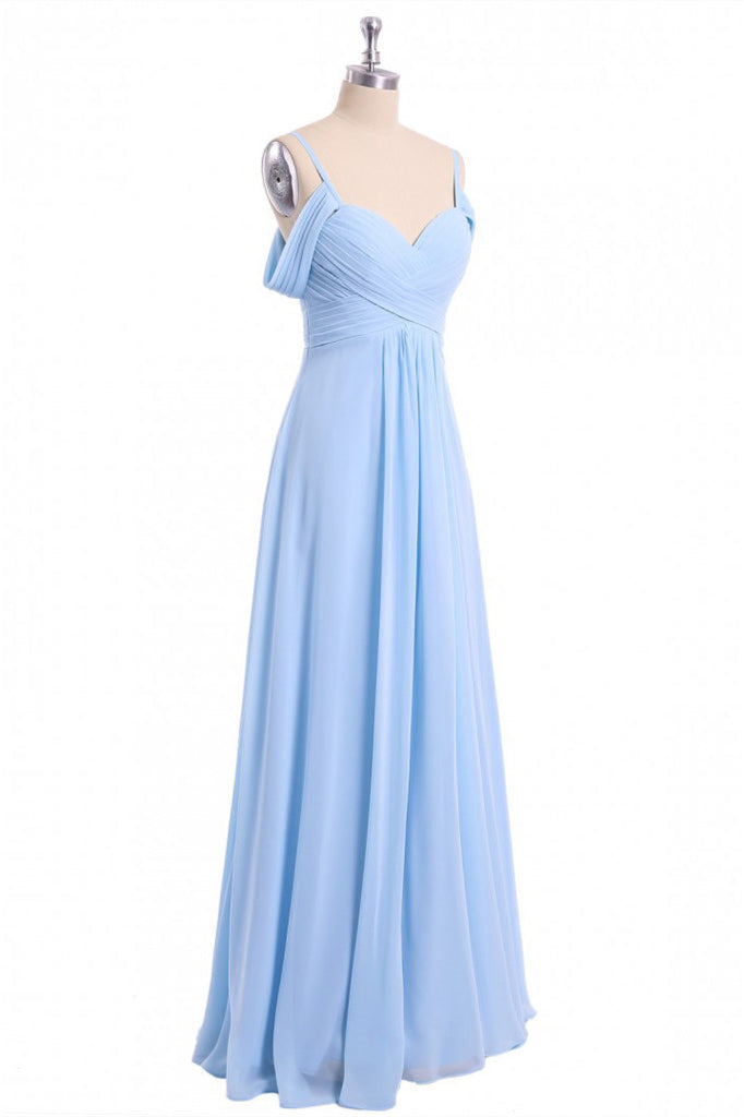 Periwinkle Off-the-Shoulder Sweetheart Bridesmaid Dress