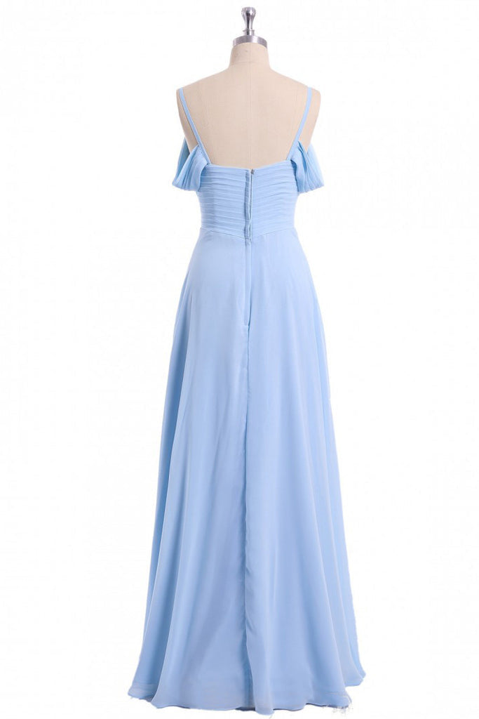 Periwinkle Off-the-Shoulder Sweetheart Bridesmaid Dress