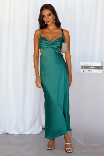 Jimiss hanging neckline thin shoulder strap exposed back long Prom dress
