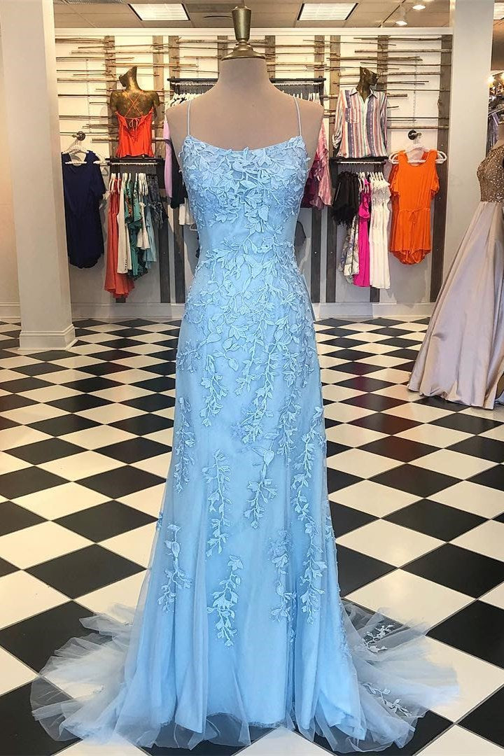Red Floral Appliques Tulle Mermaid Long Formal Dress