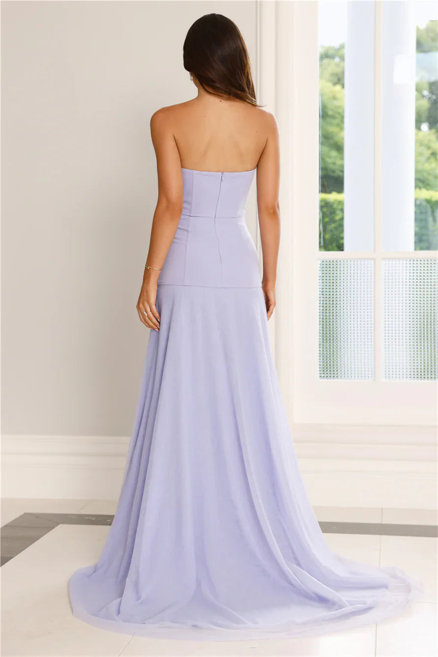 Jimiss off shoulder collar strapless tight corset with side slit long Prom dress