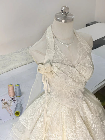Ivory White Sweet Elegant Cute Short Lace Chiffon Homecoming Dress Prom Dress Evening Dress Party Dress gh4187