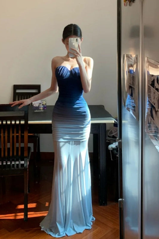 Blue Gradient Party Dress Vacation Dress Long Elegant Prom Dress Graduation Dress Formal Dress gh6631