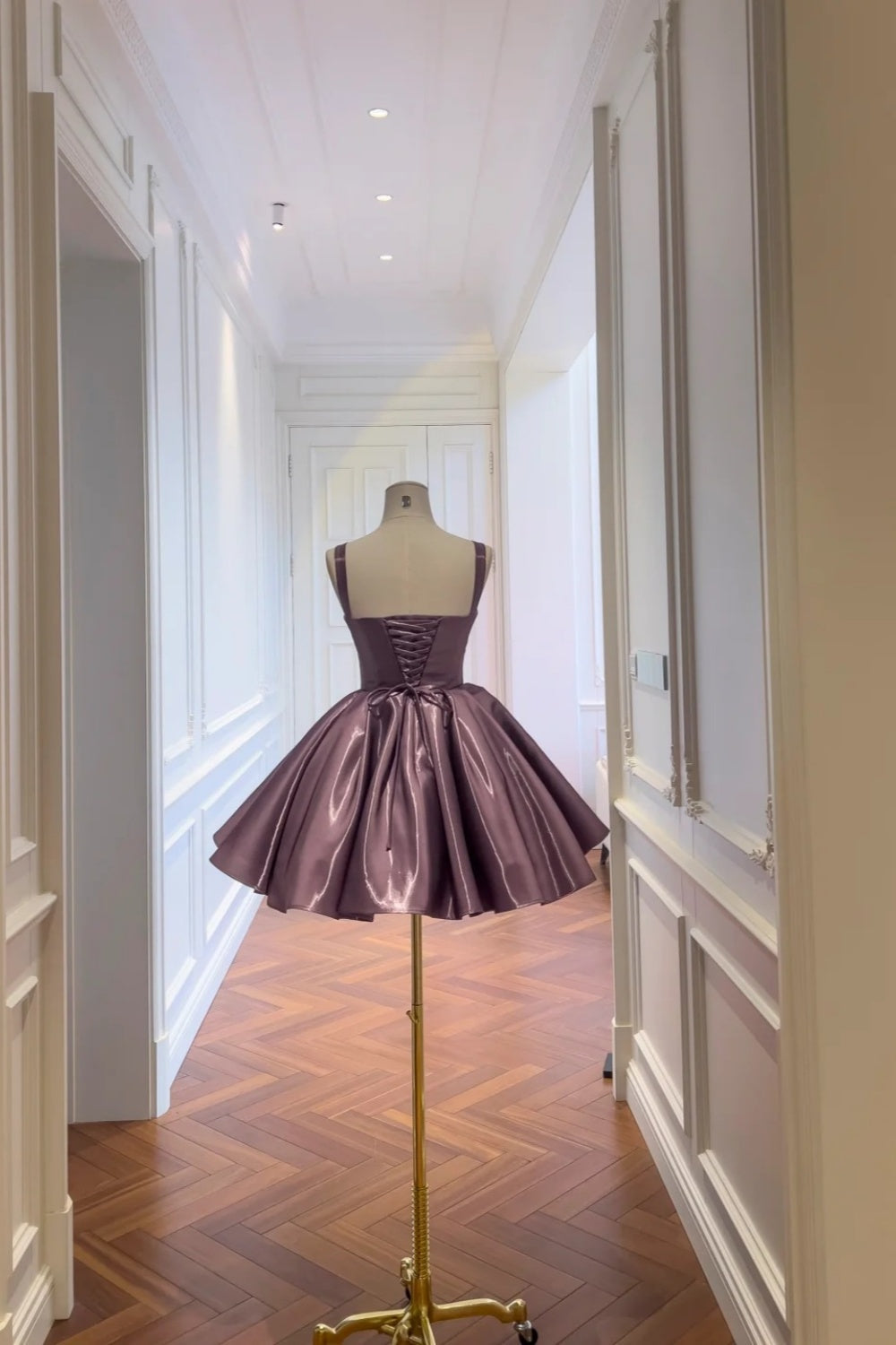 Sparkling Purple Puff Skirt Short Birthday Dress Homecoming Dress gh6794