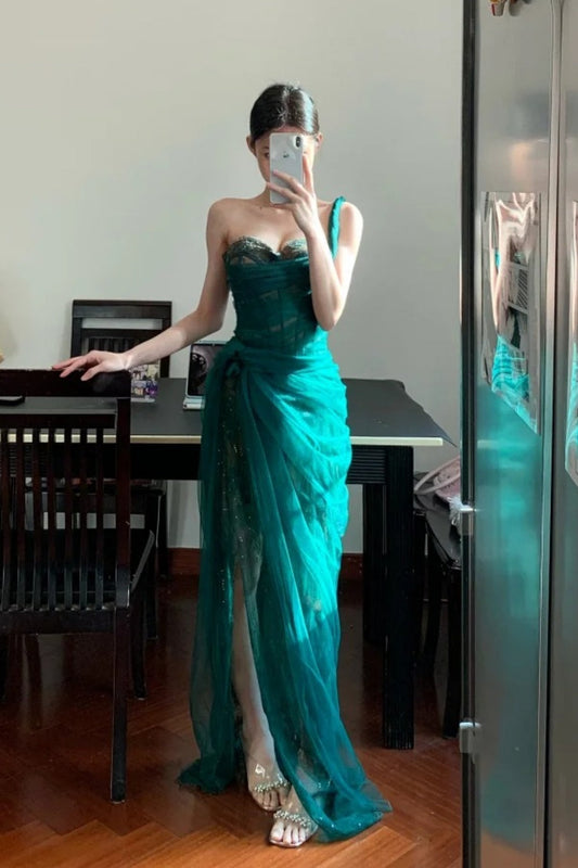 Red long tulle elegant prom dress graduation formal dress gh6633
