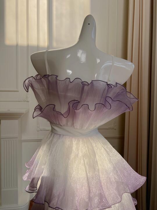 Purple Fairy Elegant Beautiful Homecoming Dress Short Chiffon Ball Gown Birthday Party Dress Evening Dress gh4411