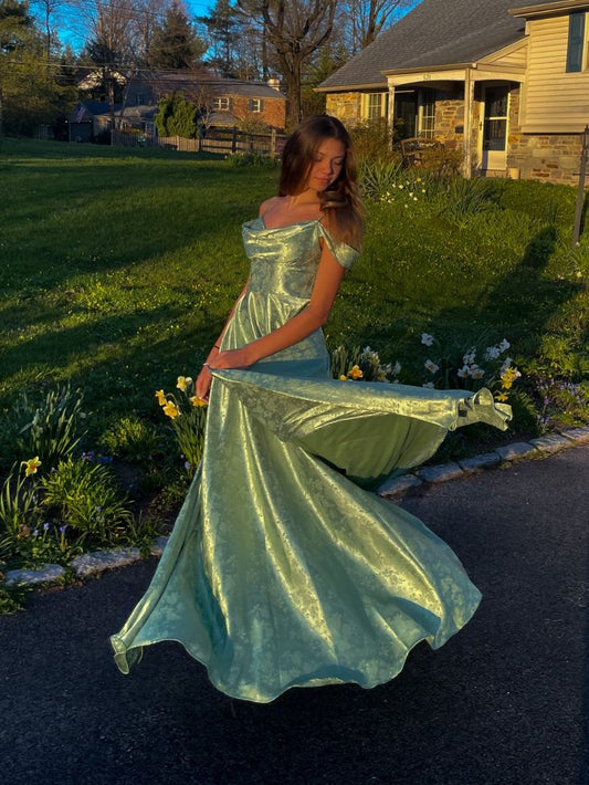 Junior Prom Dress Vintage Green Dress Cottagecore Nature Floral Classic Junior Prom Mint gh6428