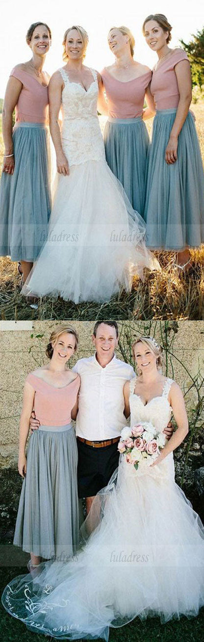 A-Line Pleated Off the Shoulder Sage Bridesmaid Dresses