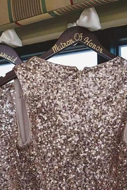 Pink V-Neck Long Bridesmaid Dress with Sequins Top
