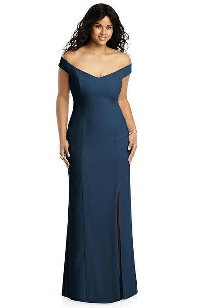 Off the Shoulder Mermaid Light Blue Bridesmaid Dress with Split