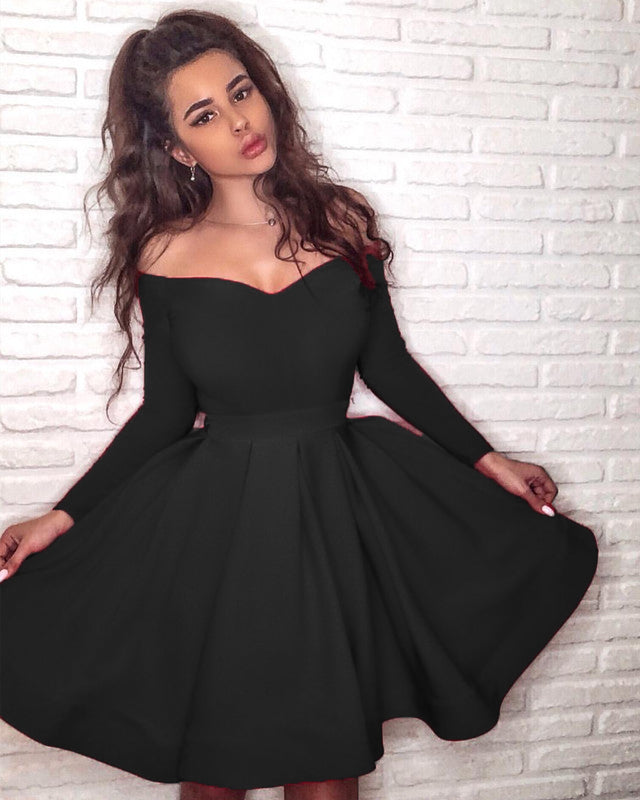 Long Sleeves Homecoming Dresses Off The Shoulder