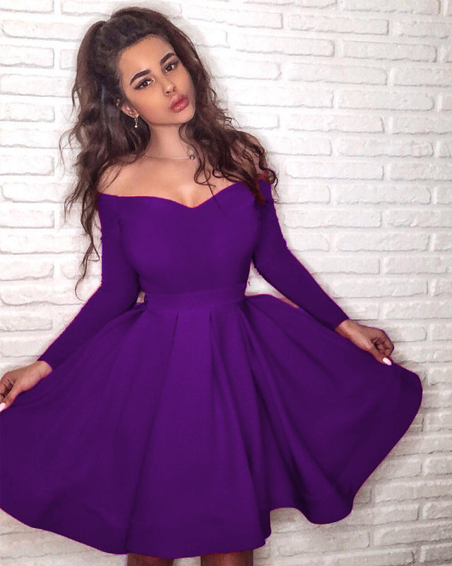 Long Sleeves Homecoming Dresses Off The Shoulder