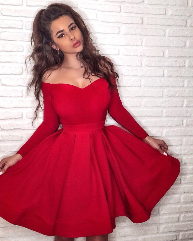 Long Sleeves Homecoming Dresses Off The Shoulder
