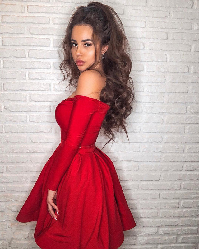 Long Sleeves Homecoming Dresses Off The Shoulder