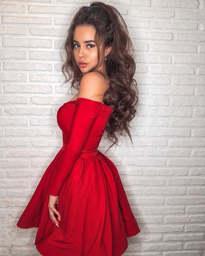Long Sleeves Homecoming Dresses Off The Shoulder