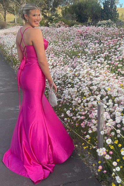 Teal Green Cowl Neck Ruched Lace-Up Long Prom Dress with Slit