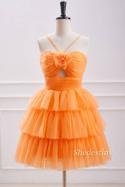 Keyhole A-Line Homecoming Dress with Ruffle