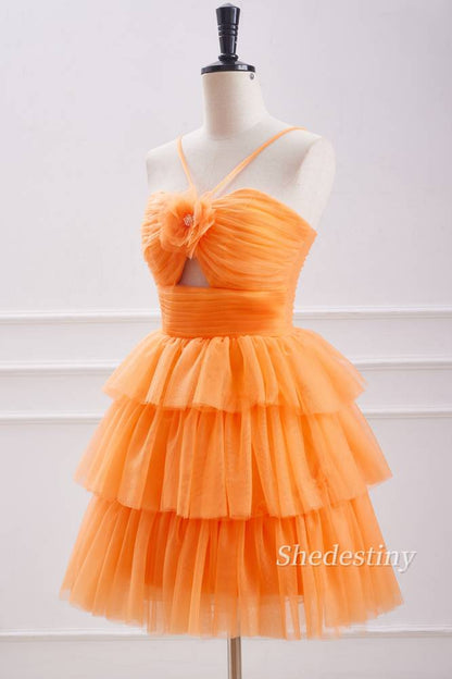 Keyhole A-Line Homecoming Dress with Ruffle