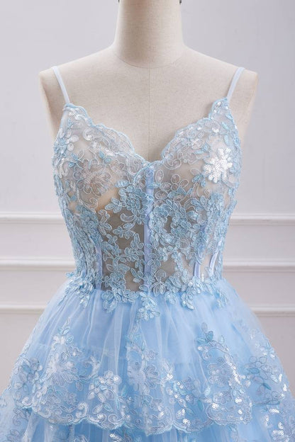 Sequins Sweetheart A-Line Light Blue Party Dress