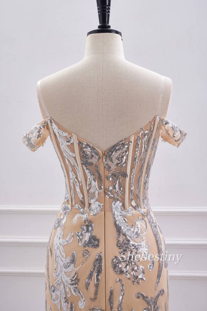 Sparkly Sequin Off the Shoulder Bodycon Homecoming Dress